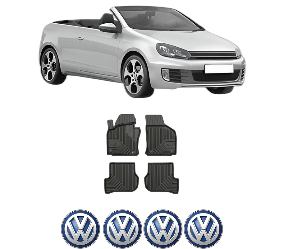 Set covorase presuri Volkswagen GOLF VI Convertible (517) din 2011-2016, auto, din cauciuc thermoplastic, 4 Stickere auto cu Volkswagen