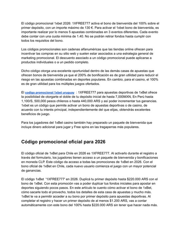 Cómo usar el código promocional 2026 1XFREE777