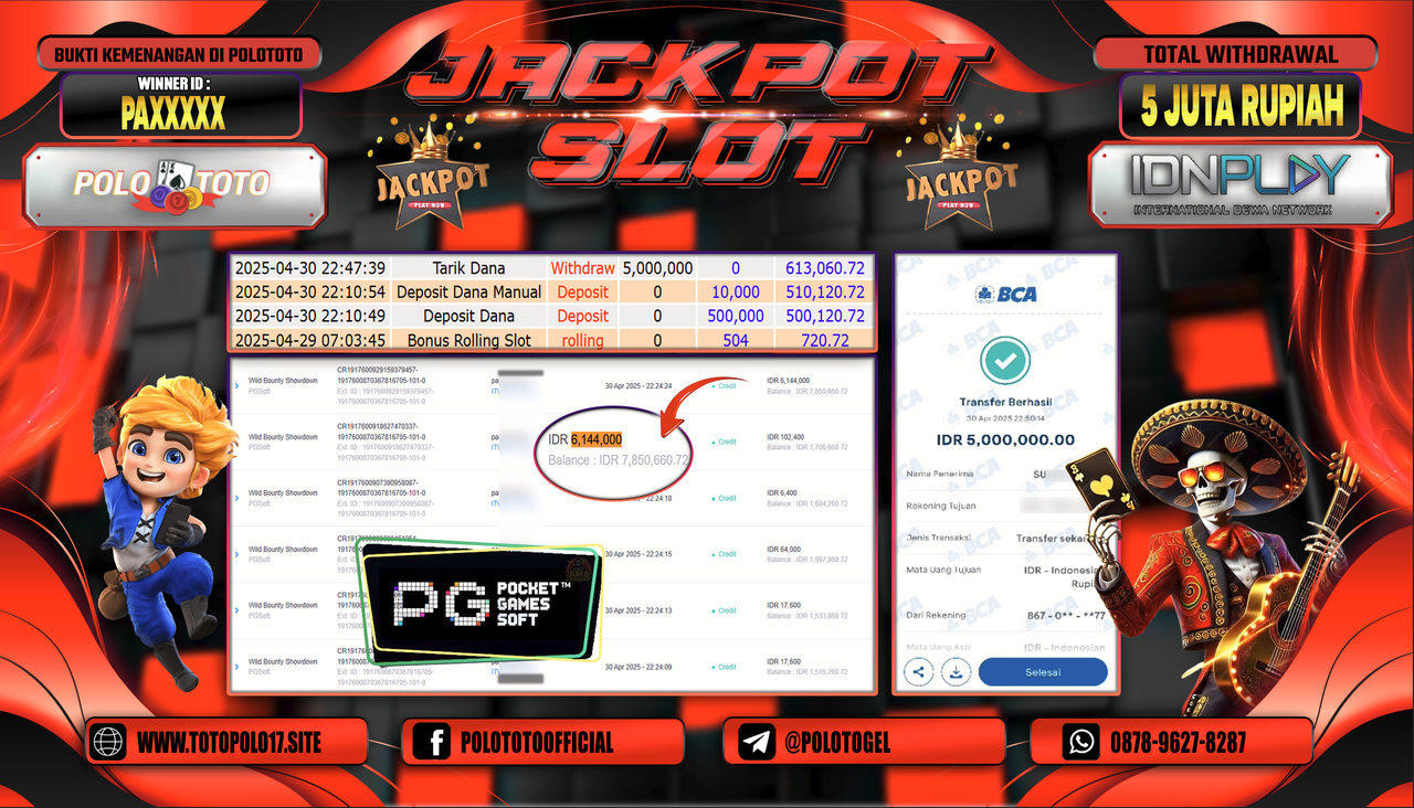 POLOTOTO JACKPOT SLOT WILD BOUNTY SHOWDOWN Rp.5.000.000,-