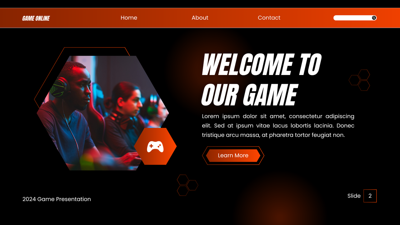 Orange and Black Gradient Bold Game Presentation
