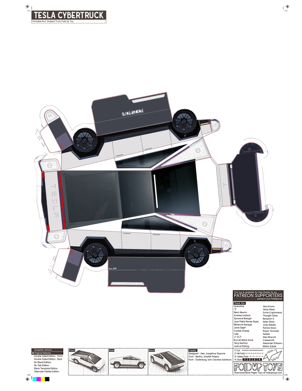 Revised - Tesla Cybertruck Fold Up Toy - LTR