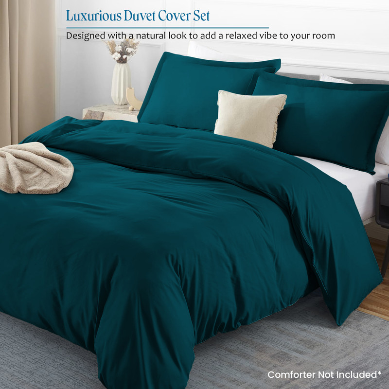 Picture of 1000 TC 100% Egyptian Cotton 1-Pc  Duvet Cover Zipper Closur Ultra Soft Durable and Fade Resistant Color Teal Solid size Twin/Twin Xl