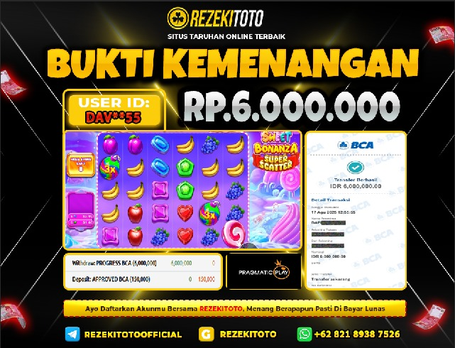 BUKTI KEMENANGAN 17 AGUSTUS 2025 SWEET BONANZA SUPER SCATTER 6 JUTA 
