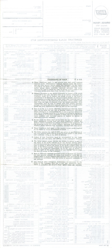 Airfix Order Form January 1970 Constant Scale Kits 2