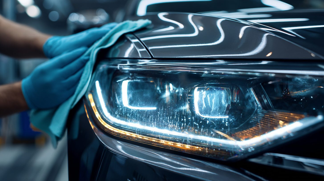 Подготовка фар автомобиля к оклейке бронепленкой