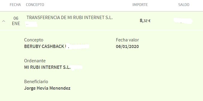 65º Pago de Beruby de 8.32 Euros Beruby65-Pago060120