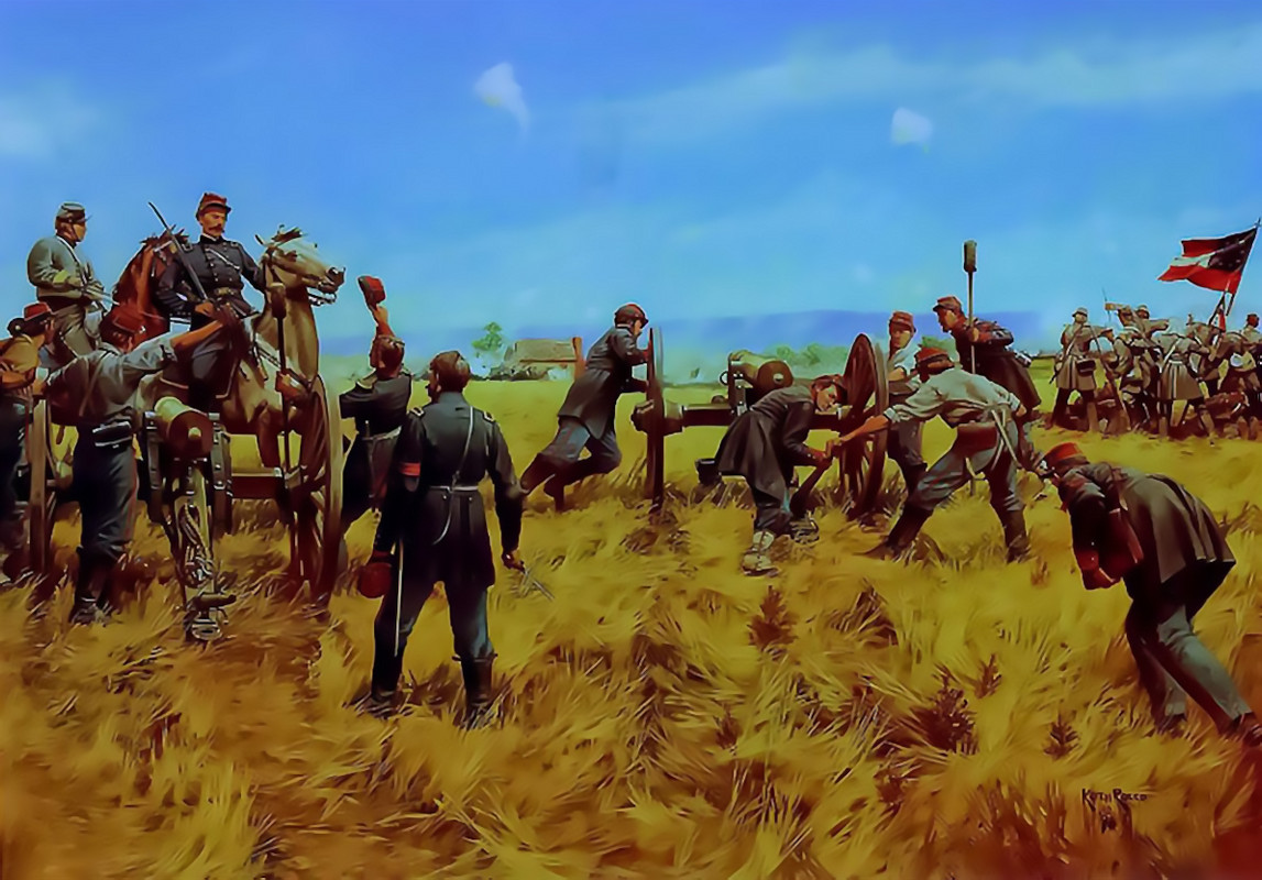 Civil americana,Bull Run 1ª,el general Beauregard y la artillería de Washington en la batalla de Man