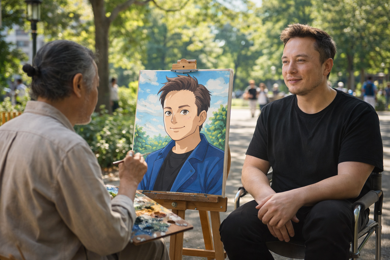 Musk Vẽ Tranh Trong Công Viên