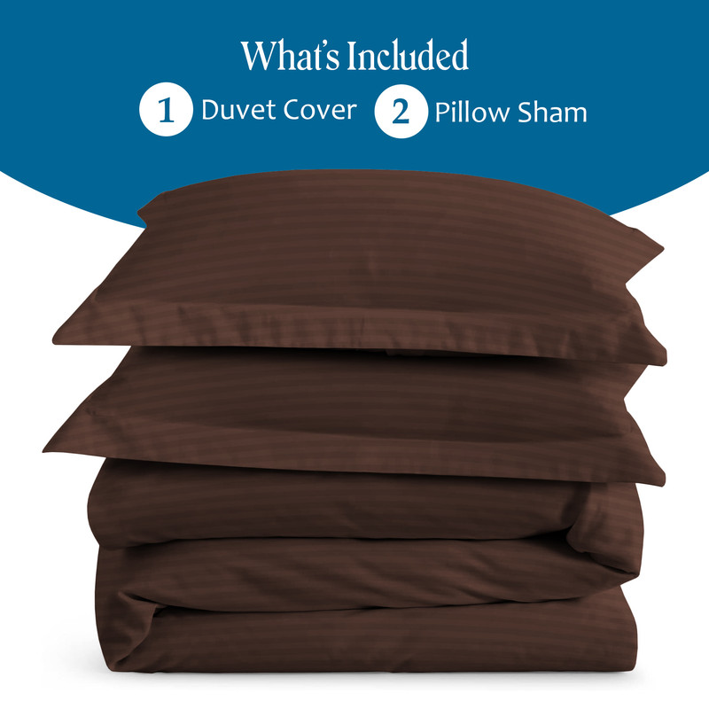 Picture of 500 TC 100% Egyptian Cotton Premium Duvet Cover Zipper Closur Ultra Soft Durable and Fade Resistant Color Chocolate Stripesize Twin/Twin Xl