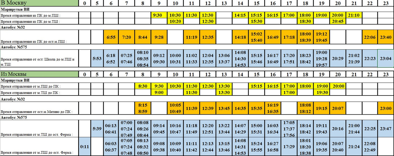 Расписание