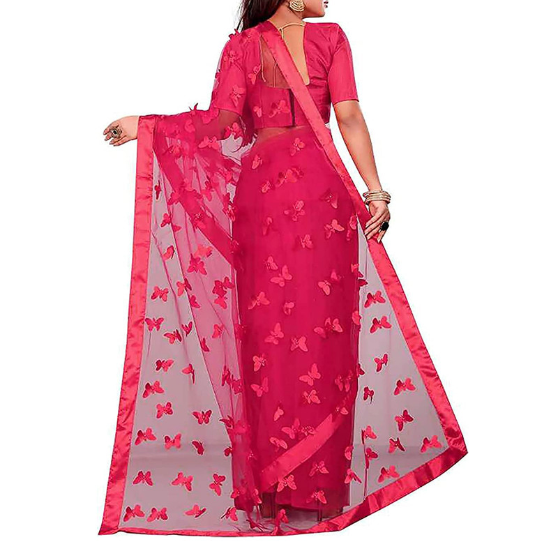 Women's Embroidered Fashionable Butterfly Pattern Saree Top Bolywood Readywear - Picture 12 of 33