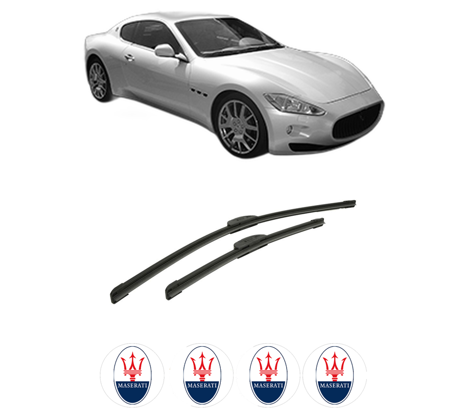 Set stergatoare auto MASERATI GRAN TURISMO I din 2007-2013, pentru parbriz auto, 2 bucati, Bosch Aerotwin Retrofit, din cauciuc siliconat rezistent, 4 Stickere Auto MASERATI