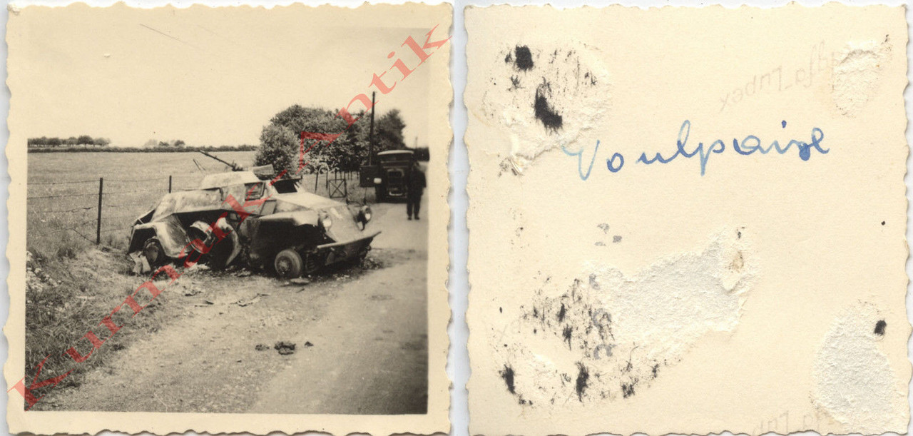 Foto Wehrmacht Frankreich Panzer Spähwagen 222 c