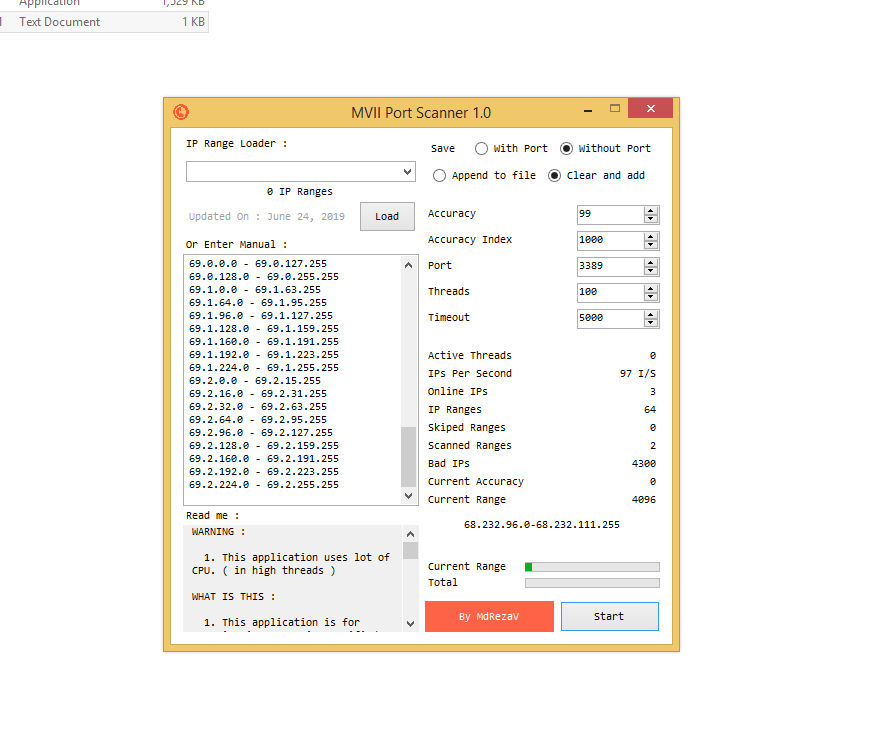 MVII Port Scanner v1.0 + Scan Range