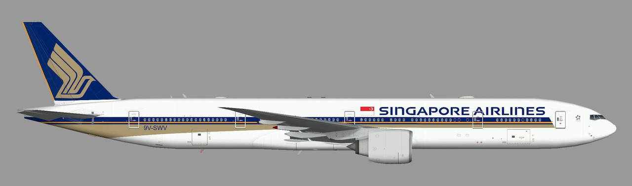 航空機・ヘリコプター Singapore B777-300ER 9V-SWS 国内外の人気 Singapore Airlines Boeing 777-300ER Flaps Down
