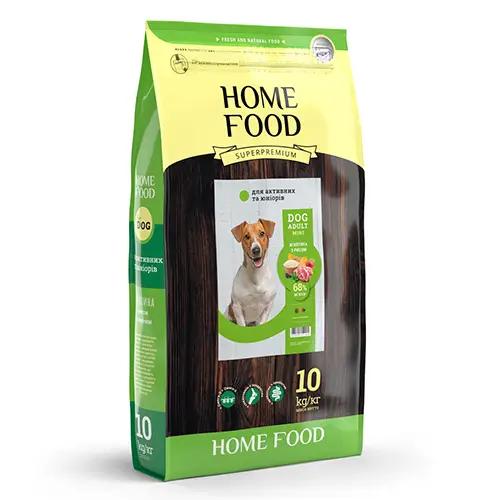 Корм DOG ADULT MINI Для активних собак і юніорів «Ягнятина з рисом» (10 кг) ТМ "Home Food"