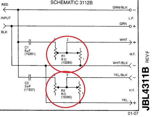 L-pads para filtros JBL 4311B Schema-4311-B-1