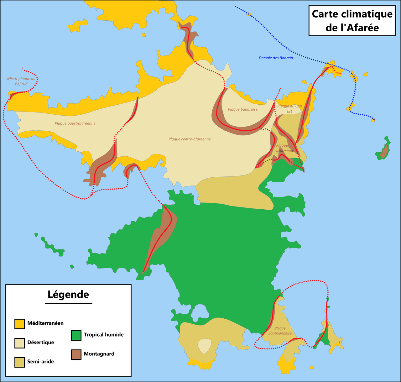Carte climatique de l'Afarée