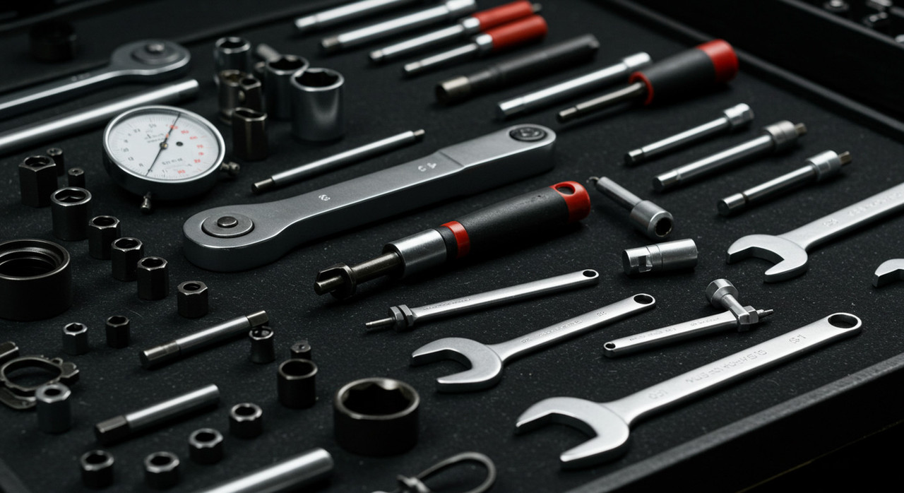 Профессиональные инструменты для регулировки клапанов двигателя щупы и ключи на рабочем столе