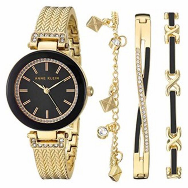 セール ! ANNE KLEIN Swarovski Crystal Accented Bracelet Navy Navy Mother of Pearl Crystal Dial Women's Anne Klein Round