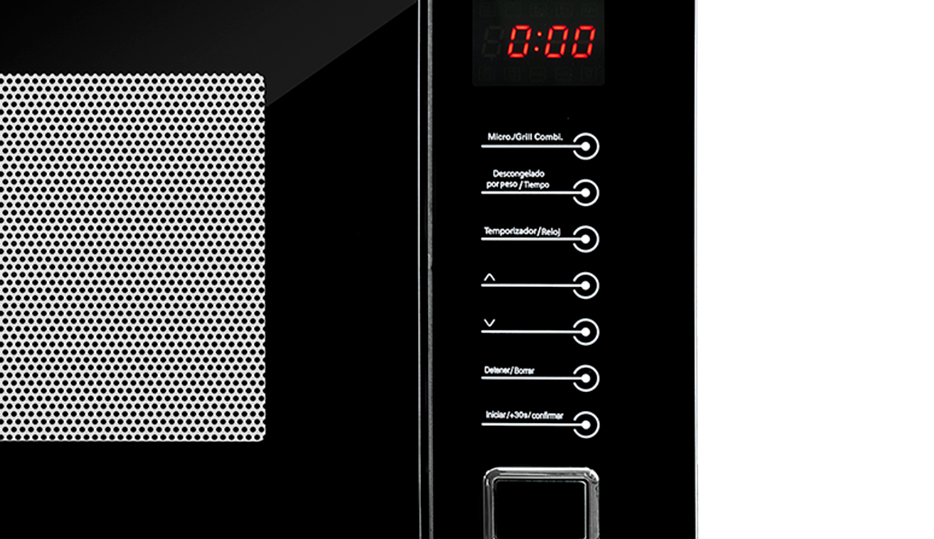 Horno Microondas Empotrable Drija Sorrento 25L Black con panel digital y grill.