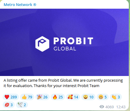 Metro Network - лутаем токены $MTR (ВЫВОД РАБОТАЕТ!). Планируется листинг на Probit. Screenshot-1