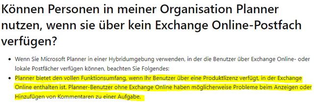 Organisation Planner-Einschränkung