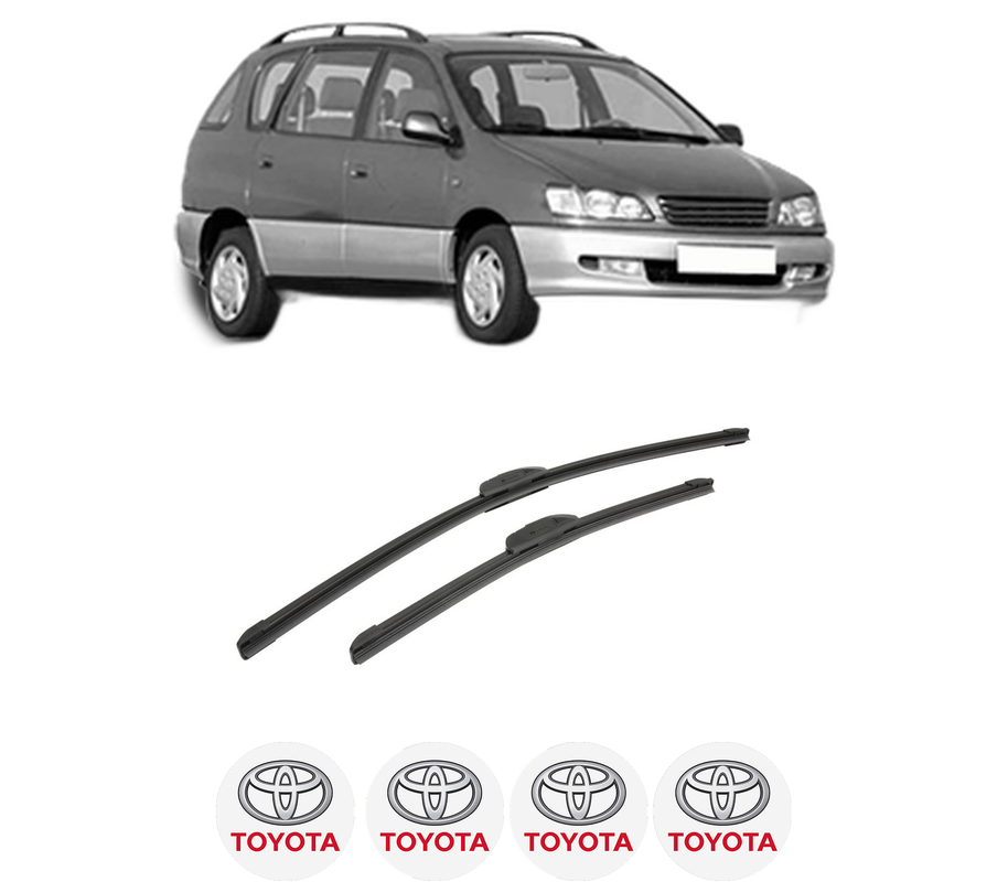 Set stergatoare auto TOYOTA PICNIC (_XM1_) din 1996-2001, pentru parbriz auto, 2 bucati, Bosch Aerotwin Retrofit, din cauciuc siliconat rezistent, 4 Stickere Auto TOYOTA