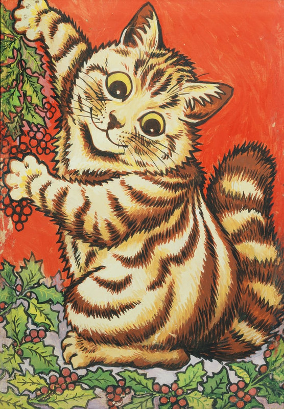 Louis-Wain-Christmas-Cat-Meister-Drucke-259793