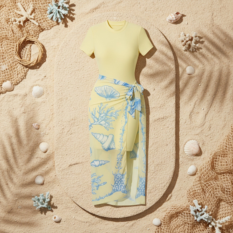 Sun Shell Short Romper with Cover up