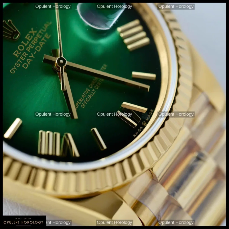 Rolex Day-Date 40 Ombre Green Dial Gold Plated President Automatic