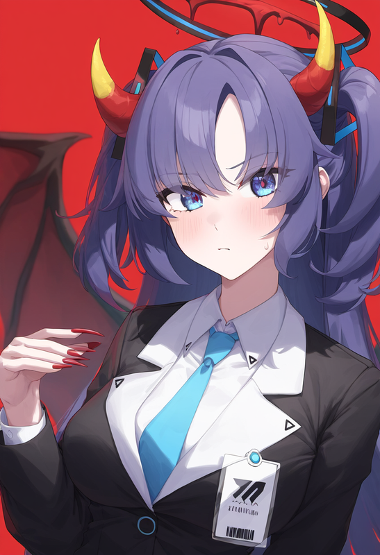 depth of field, 1girl, [[yuuka (blue archive)]], demon girl, {{{{yellow big demo s-885864365