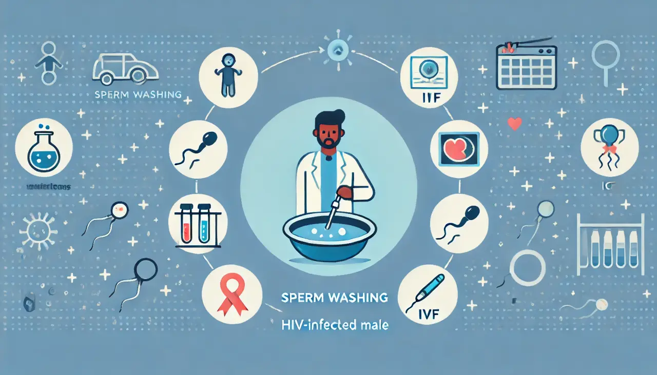 IVF for HIV-infected male patients with sperm washing to reduce the risk of HIV transmission to the child.