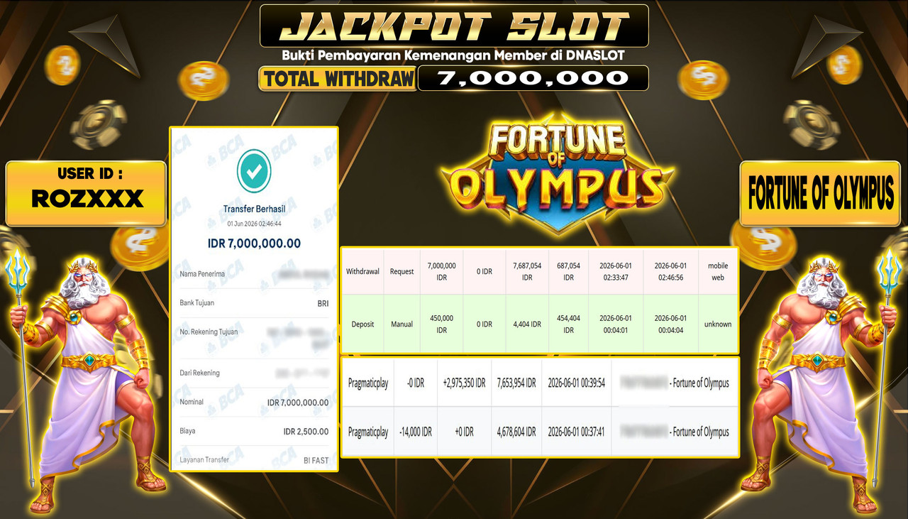 JACKPOT SLOT FORTUNE OF OLYMPUS 01 JUNE 2026