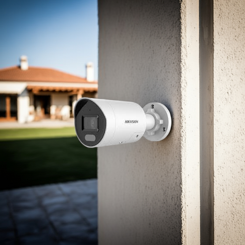 Luz estroboscópica e sirene da câmera Hikvision com Live-Guard