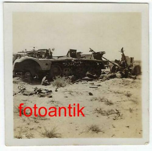 Afrika, Afrikakorps, zerstörtes WH Fahrzeug SdKfz, mit Geschütz,