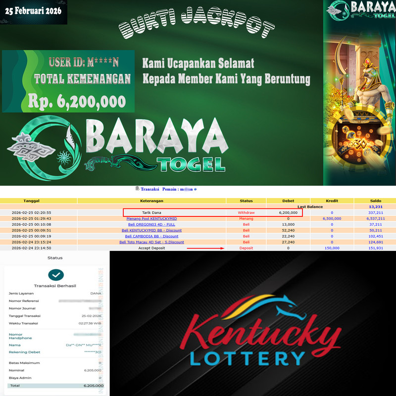 Rp. 6.200.000.- WD LUNAS DI BARAYATOGEL