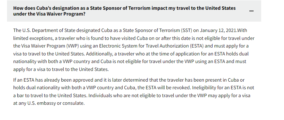 Viajar a USA tras viaje a Cuba: necesito visado? - Foro USA y Canadá