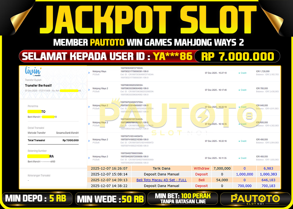 BUKTI JACKPOT LUNAS PAUTOTO