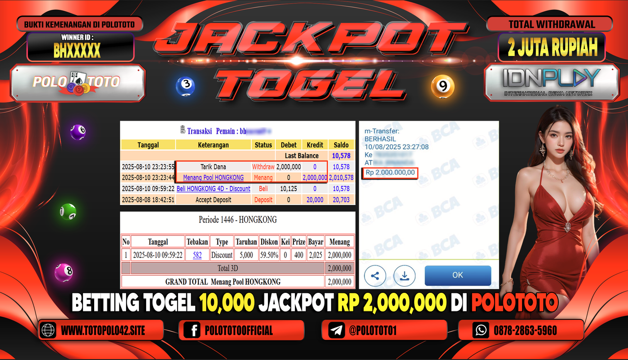 POLOTOTO JACKPOT TOGEL HONGKONG LOTTO Rp.2.000.000,-LUNAS