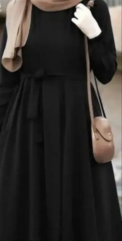 NEW TRENDY SIMPLE Burkha CHUN SLEEVES ABAYA BURQA WITH BELT (WITHOUT SHAWL) Color Black (R226)