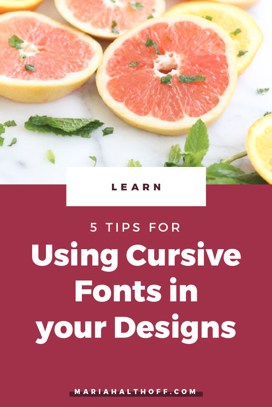 Cursive fonts are one of the most popular trends in typography right now. Are you using these beautiful fonts correctly? Read my post to learn 5 tips for using cursive fonts in your designs!