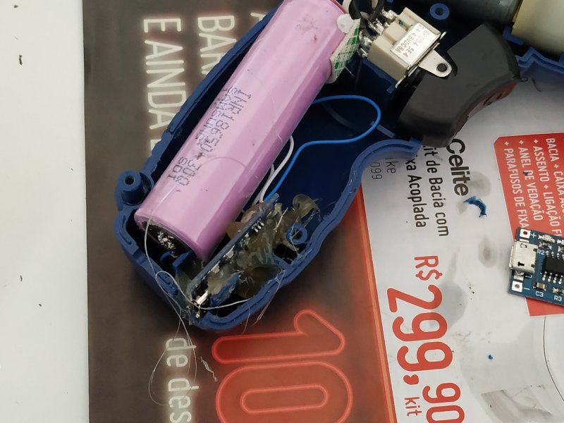 Como troquei bateria recarregável NiCd de parafusadeira pela de Lítio TP4056_(11)