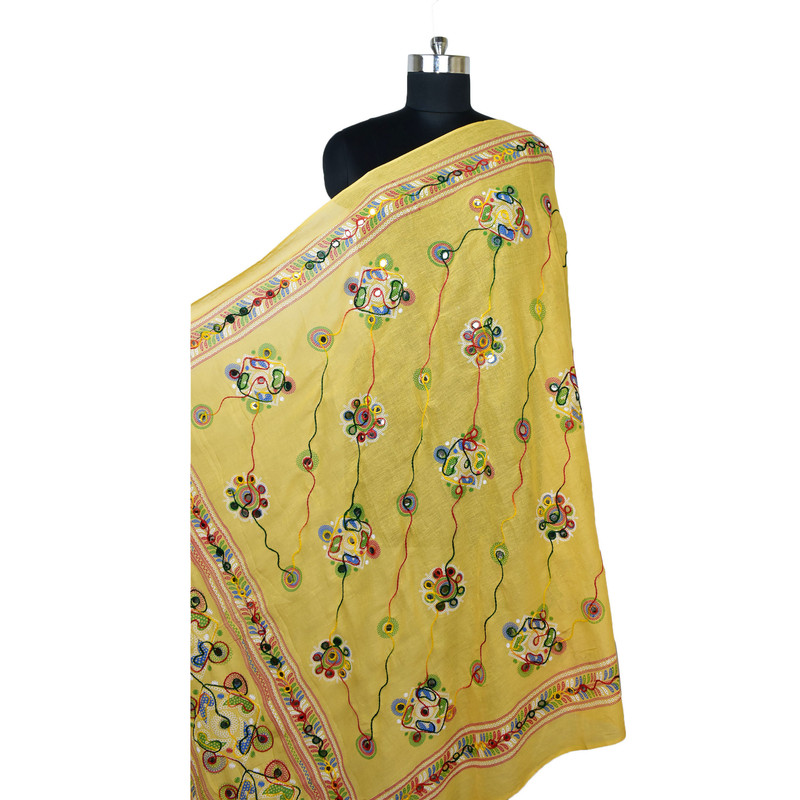Women's Cotton Dupatta Wrap Stole Mirror Work Embroidery Ethinic Scarves Chunni - Picture 101 of 103