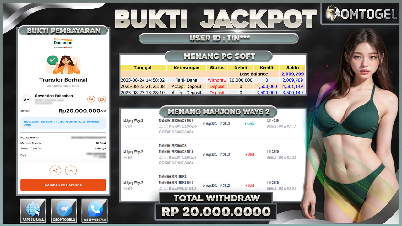 OMTOGEL JACKPOT PGSOFT MAHJONG WAYS 2 20 JUTA DI BAYAR LUNAS ,-