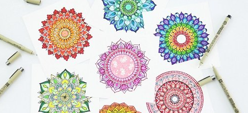Drawing and Coloring Mini Mandala - Learn to draw seven colorful mini mandalas