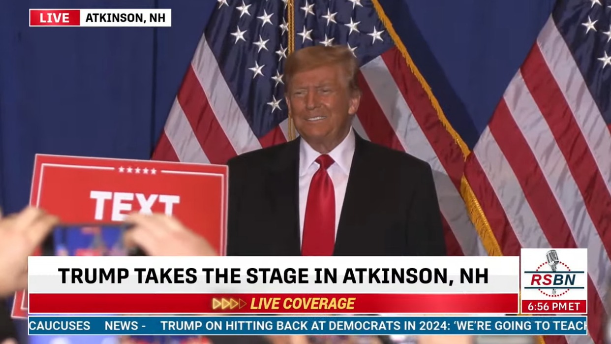 LIVE TRUMP TO DELIVER REMARKS IN ATKINSON, NEW HAMPSHIRE 630pm ET 1