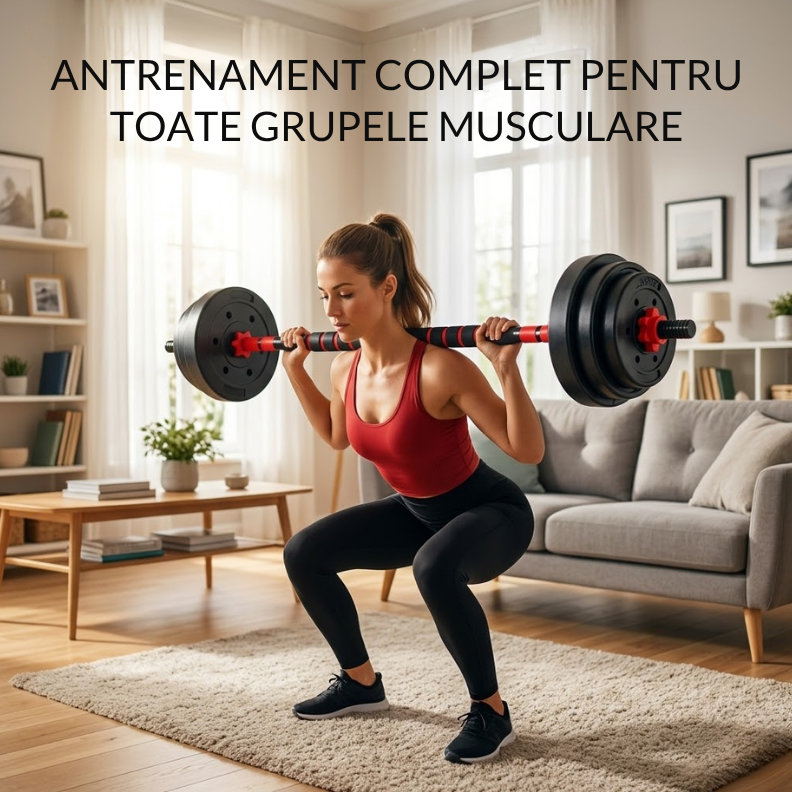 Set complet de gantere reglabile 20kg Galaxia cu toate componentele