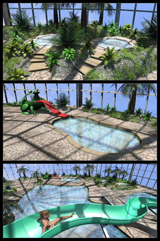 Tropical indoor public pool