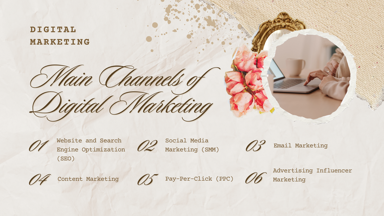 Black Beige Vintage Scrapbook Digital Marketing Presentation